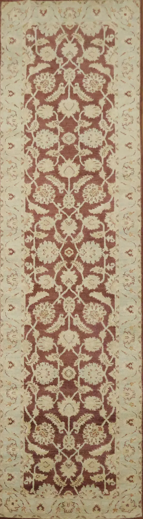Traditional Red and Beige Runner Rug with Intricate Details 3'x10'