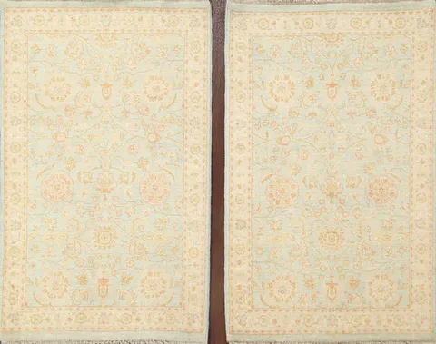 Set of 2 Vegetable Dye Peshawar Chobi Wool Area Rug 3x4