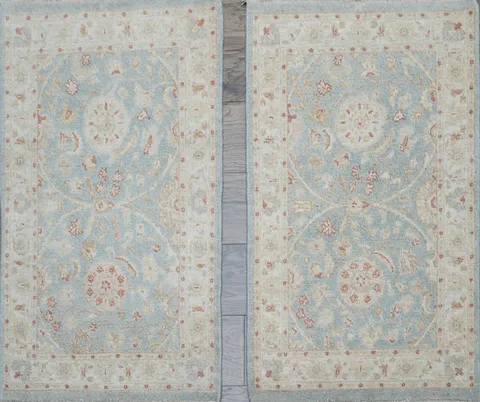 Set of 2 Vegetable Dye Peshawar Chobi Handmade Wool Rug 2x3