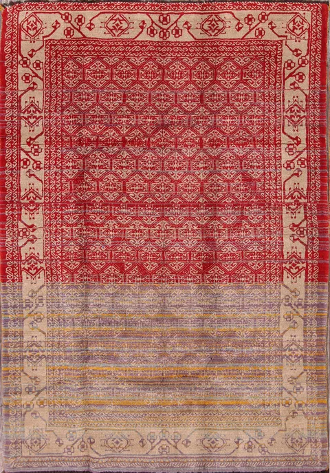 Traditional Red and Beige Rug for a Timeless Elegant Touch 5x7