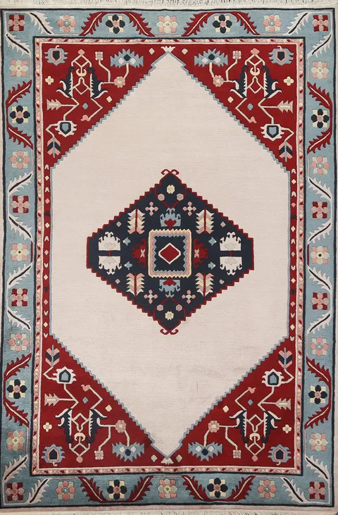 Geometric Nepal Tibetan Oriental Area Rug 6x9