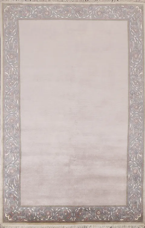 Bordered Nepal Tibetan Wool Area Rug 5x8