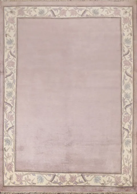 Bordered Nepal Tibetan Wool Area Rug 6x8