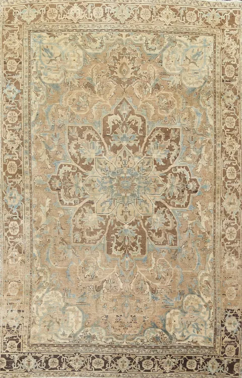 Antique Geometric Heriz Persian Area Rug 7x11