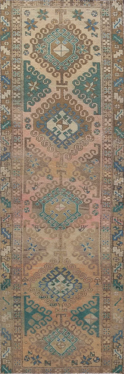 Geometric Bakhtiari Persian Runner Rug 3x10