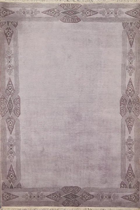 Bordered Nepal Tibetan Wool Area Rug 6x8
