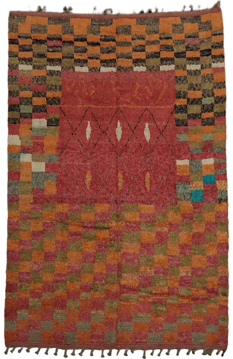 Checkered Moroccan Wool Area Rug 8x11
