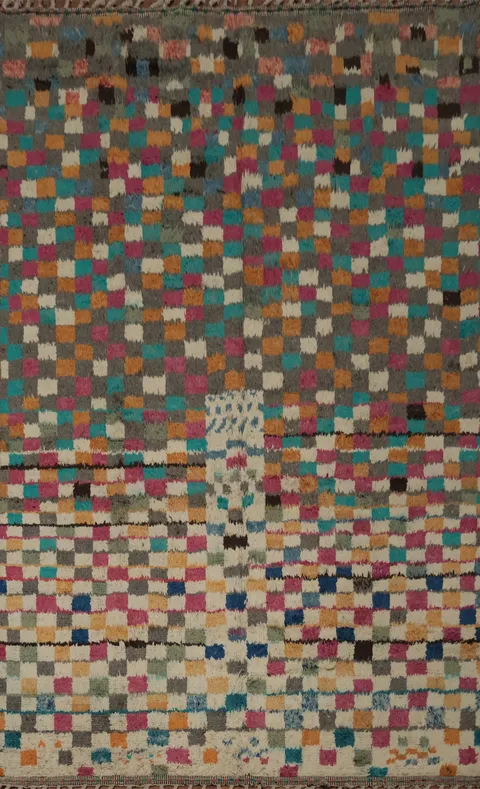 Checkered Design Handcrafted Artistry Moroccan Wool Area Rug 9x13