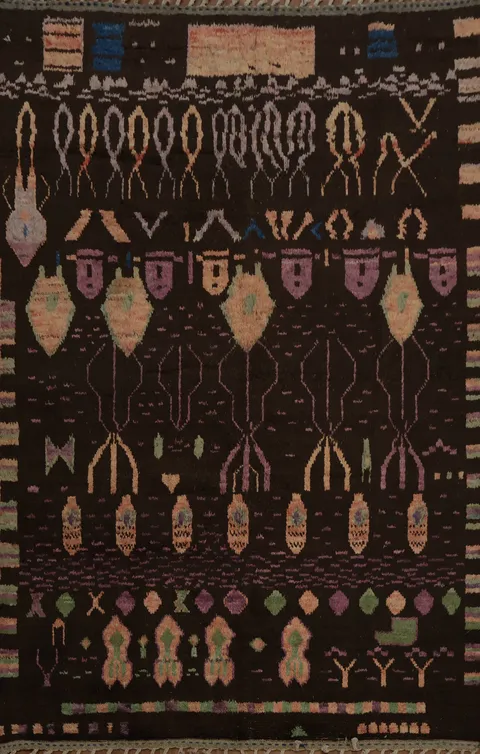 Tribal Brown Moroccan Wool Area Rug 9x12