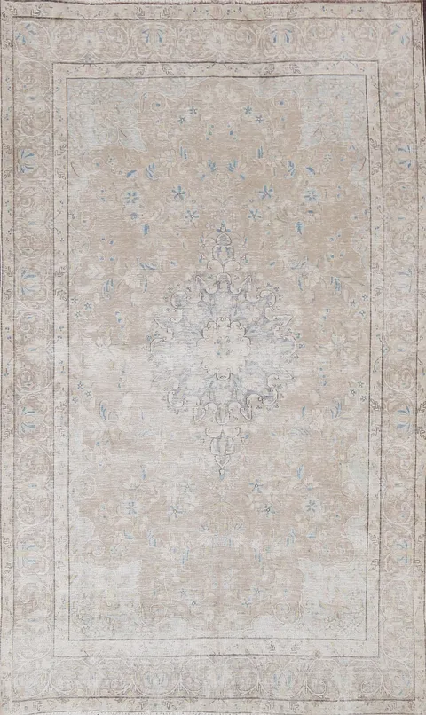 Muted Distressed Kerman Persian Area Rug 6x10
