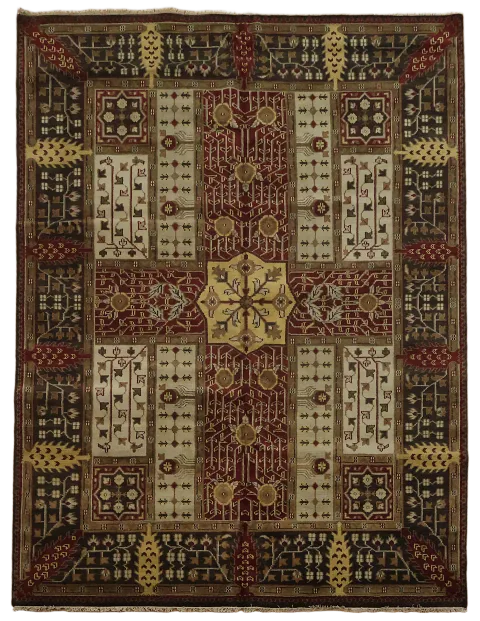 Luxurious Traditional Red and Black Rug in Warm Rustic Palette 8x10 ft