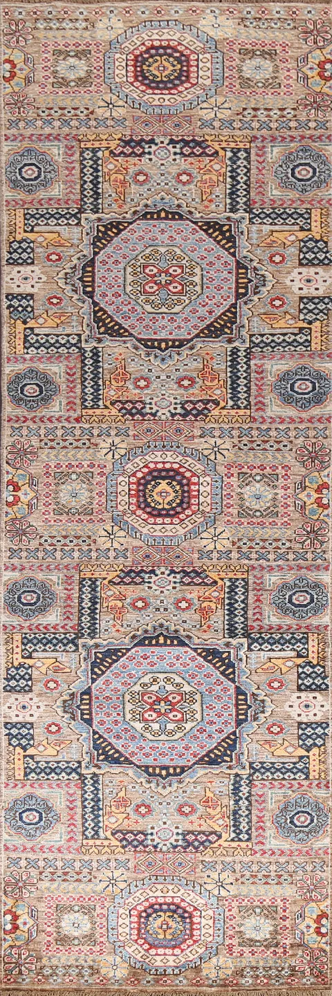 Vegetable Dye Peshawar Wool Runner Rug 3x10