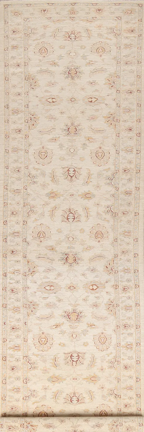 Vegetable Dye Handmade Peshawar Wool Runner Rug 2x13