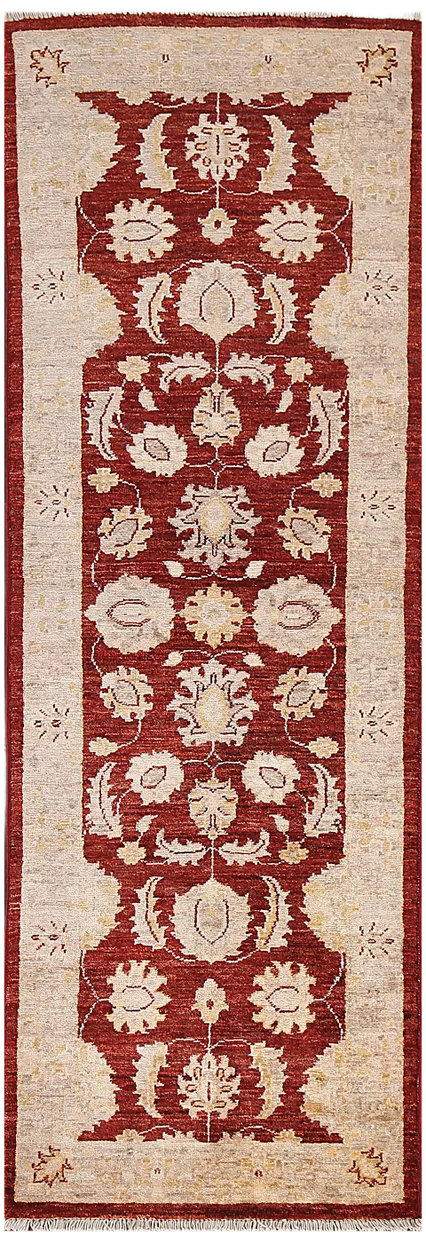 Vegetable Dye Wool Peshawar Handmade Runner Rug 2x6