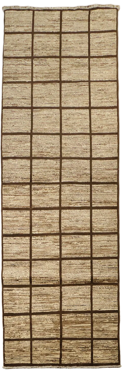 Checkered Gabbeh Kashkoli Wool Runner Rug 3x10