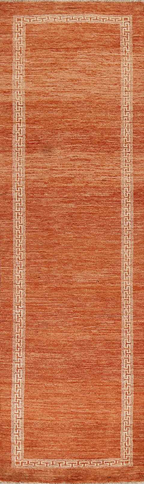 Orange Gabbeh Kashkoli Wool Runner Rug 3x9