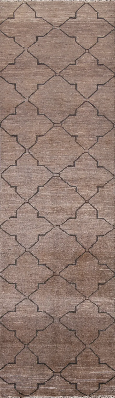 Brown Gabbeh Kashkoli Wool Runner Rug 2x10