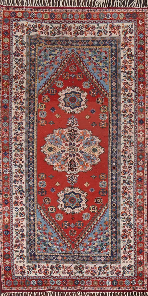 Antique Vegetable Dye Sarouk Farahan Persian Area Rug 5x9
