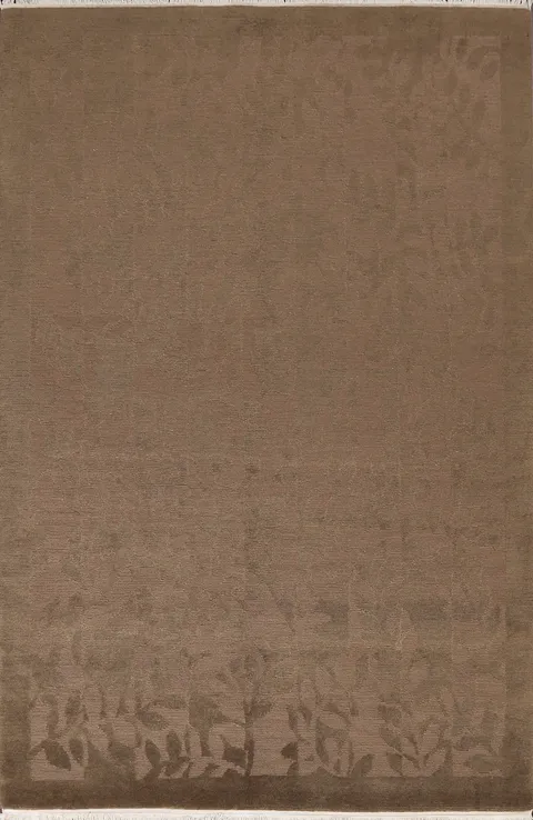 Vegetable Dye Brown Nepalese Wool Area Rug 6x9