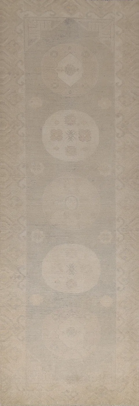 Vegetable Dye Wool Oushak Turkish Runner Rug 3x9