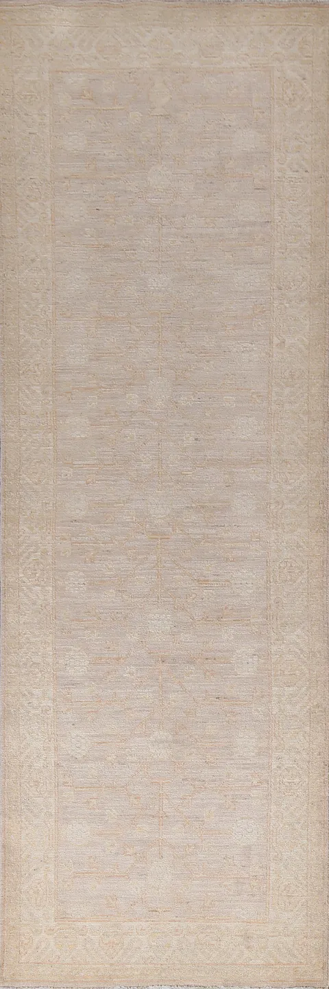 Vegetable Dye Wool Oushak Turkish Runner Rug 3x10