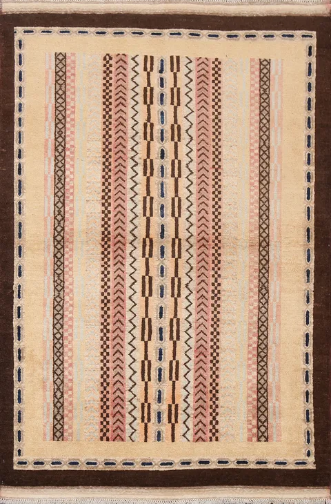 Handmade Gabbeh Kashkoli Wool Area Rug 4x5