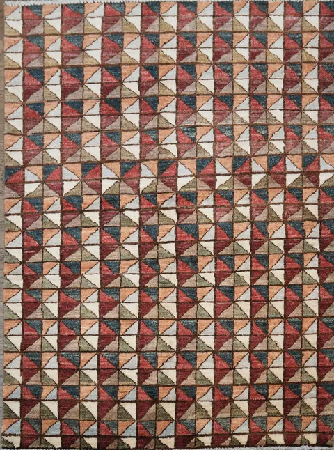 Geometric Gabbeh Kashkoli Handmade Wool Rug 3x5