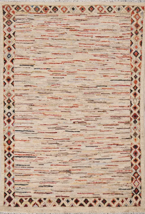 Handmade Gabbeh Kashkoli Wool Rug 2x4
