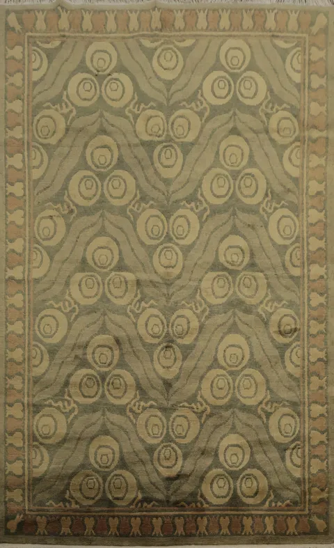 Elegant Circular Patterned Nepalese Wool Area Rug 6x10