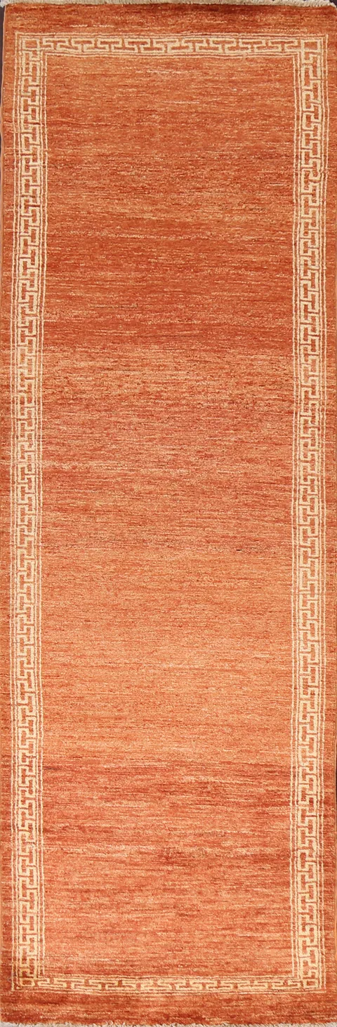 Orange Gabbeh Kashkoli Oriental Runner Rug 3x9