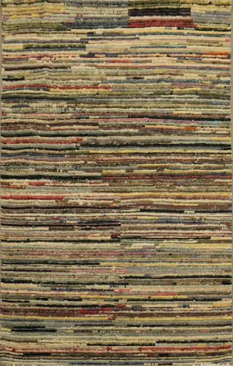 Striped Gabbeh Kashkoli Contemporary Rug 3x5