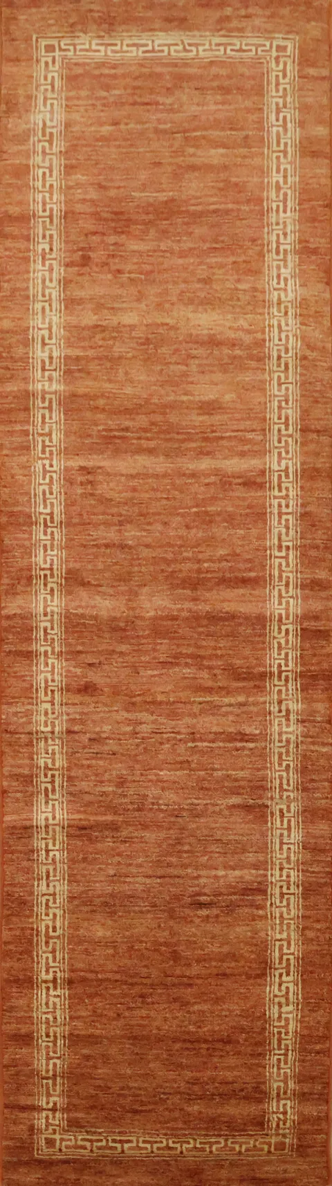 Bordered Gabbeh Kashkoli Wool Runner Rug 3x9