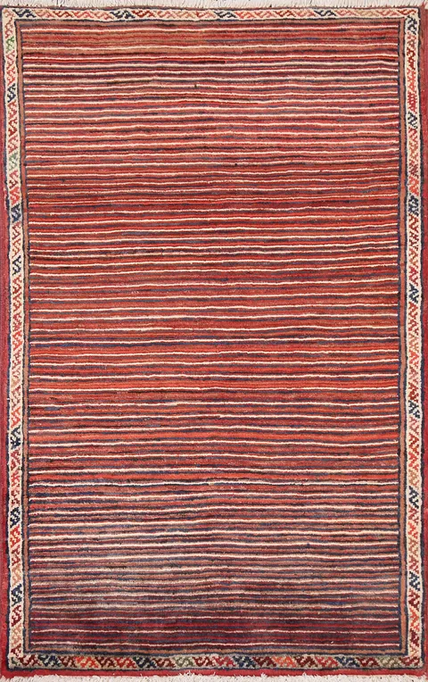 Striped Gabbeh Kashkoli Handmade Rug 3x4