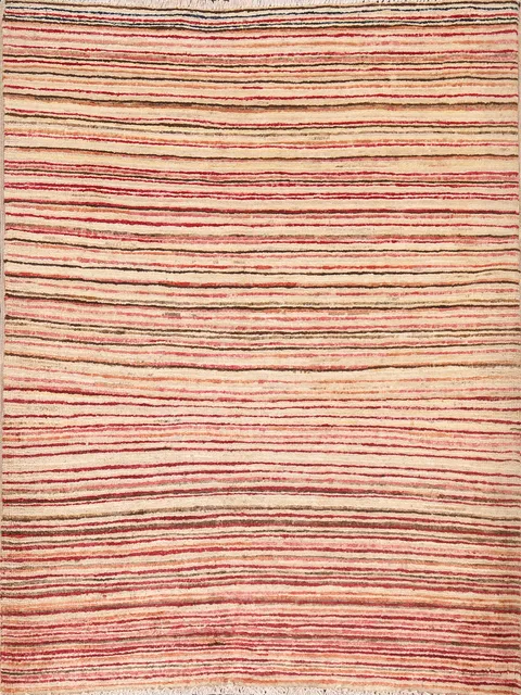 Striped Gabbeh Kashkoli Handmade Wool Rug 3x4