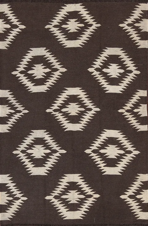 Natural Dye Geometric Kilim Oriental Area Rug 5x7