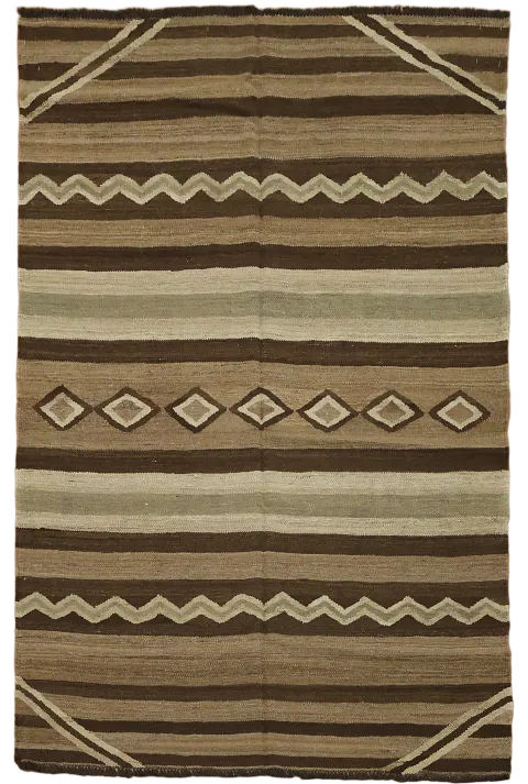 Natural Dye Tribal Kilim Wool Area Rug 5x7