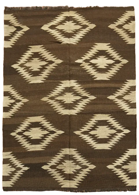 Natural Dye Geometric Kilim Oriental Area Rug 5x7