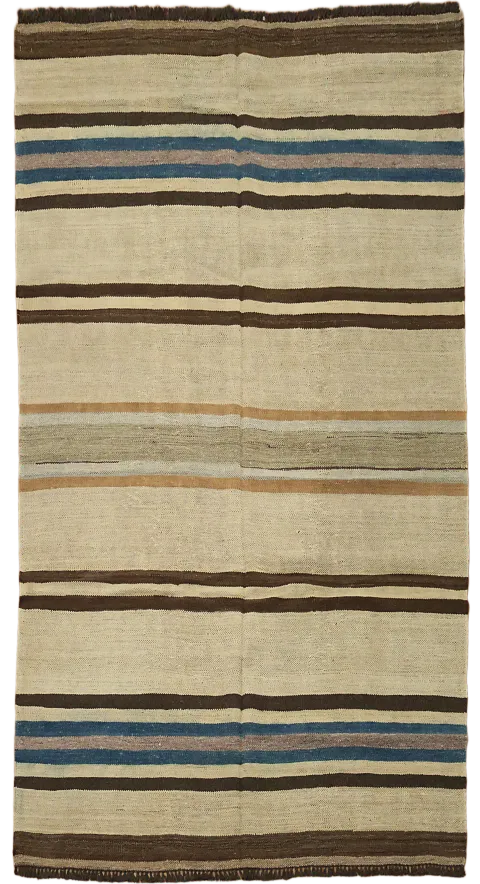 Natural Dye Earth-Tone Kilim Oriental Area Rug 5x6