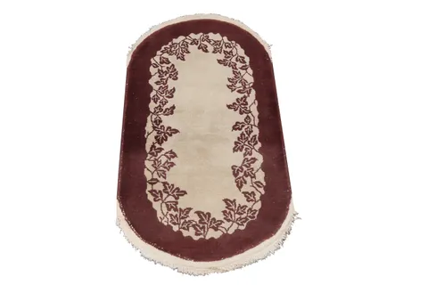 Vegetable Dye Oval Art Deco Handmade Wool Rug 3x5