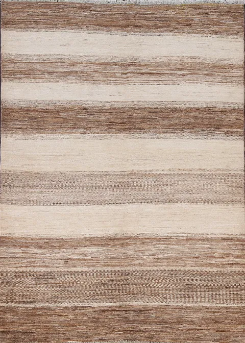 Earth-Tone Gabbeh Kashkoli Wool Area Rug 4x6