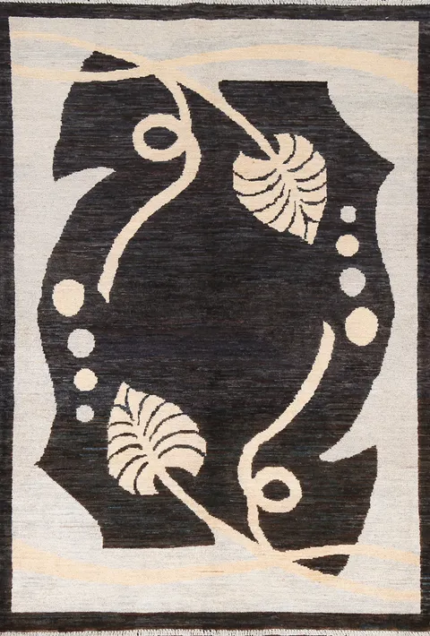 Black Gabbeh Persian Area Rug 4x6