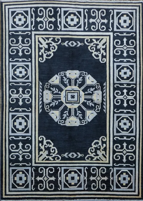 Vegetable Dye Handmade Khotan Wool Area Rug 5x8