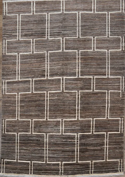 Earth-Tone Gabbeh Kashkoli Wool Area Rug 5x7