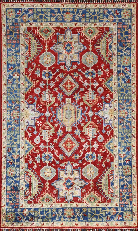 Red Vegetable Dye Heriz Wool Area Rug 4x6