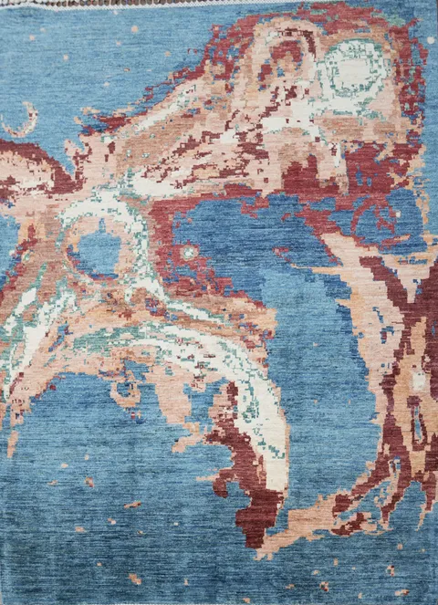 Vegetable Dye Handmade Abstract Wool Area Rug 6x8