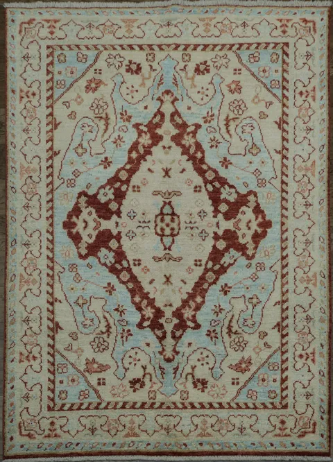 Vegetable Dye Oushak Turkish Area Rug 5x7
