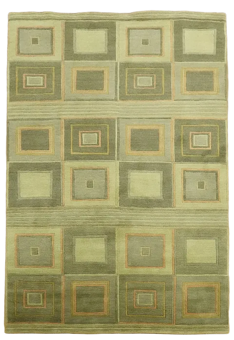 Vegetable Dye Geometric Nepalese Wool Area Rug 4x6