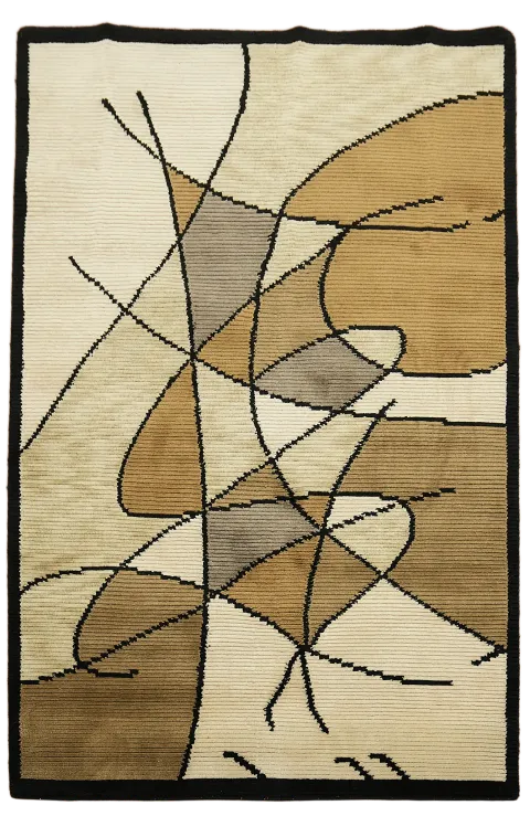 Vegetable Dye Nepalese Abstract Area Rug 4x6