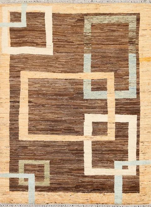 Geometric Gabbeh Kashkoli Wool Area Rug 4x5