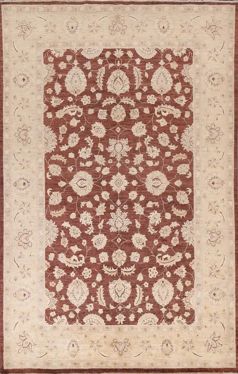 Vegetable Dye Chobi Peshawar Wool Area Rug 6x9